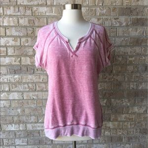 GwenTea Distressed Short Sleeves Hi-Low Top M🌸